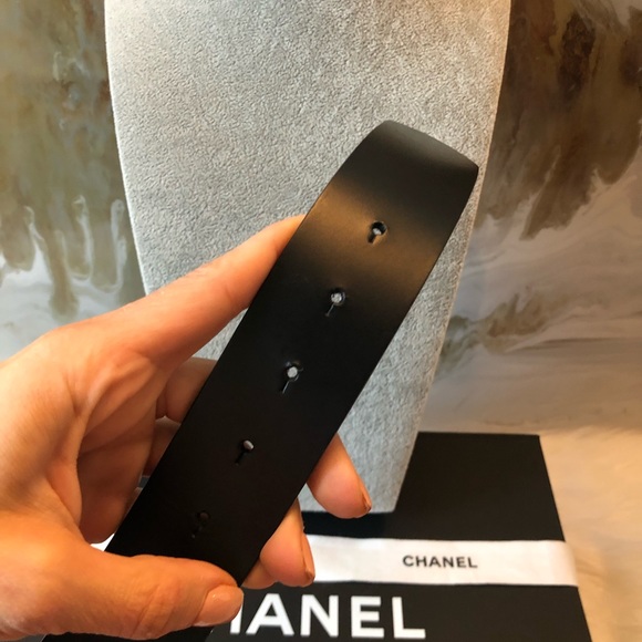Chanel Black Leather CC Two Tone Logo Belt 85 - Picture 4 of 7